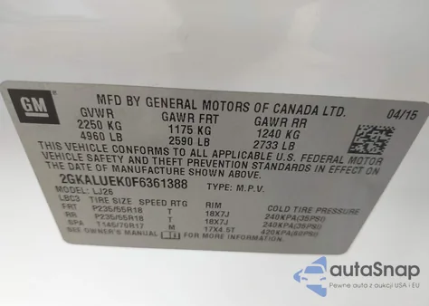 2015 GMC Terrain Denali из США, поврежденный, VIN 2GKALUEK0F6361388